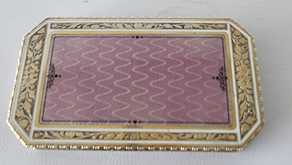 Silver gilt and Guilloche enamel Card case or Snuff Box
