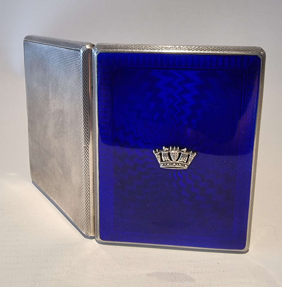 Silver and Guilloche enamel cigarette or card case