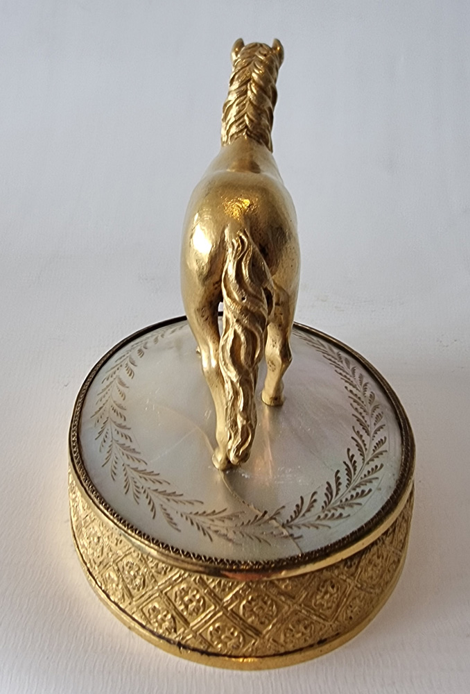 A Charles X Palais Royal Ormolu and Mother of Pearl Equestrian Statue or Paperweight