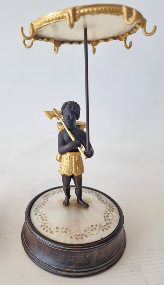Pair of Palais Royal Mother of Pearl Ring Stands Depicting Robinson Crusoe and Man Friday