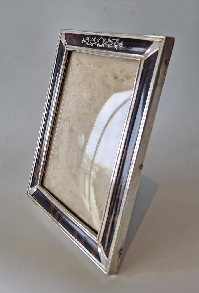 Silver and Tortoiseshell Pique inlaid photo Frame by Henry Matthews