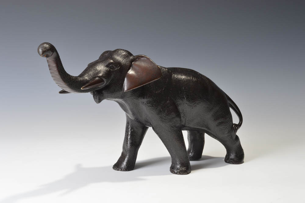 Antique Meiji period Japanese bronze elephant,