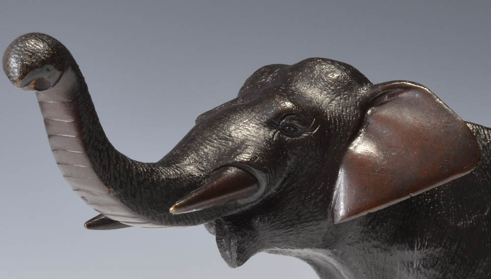 Antique Meiji period Japanese bronze elephant,