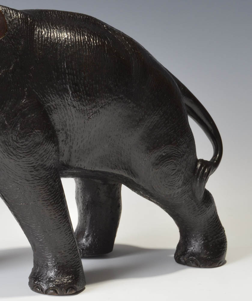 Antique Meiji period Japanese bronze elephant,