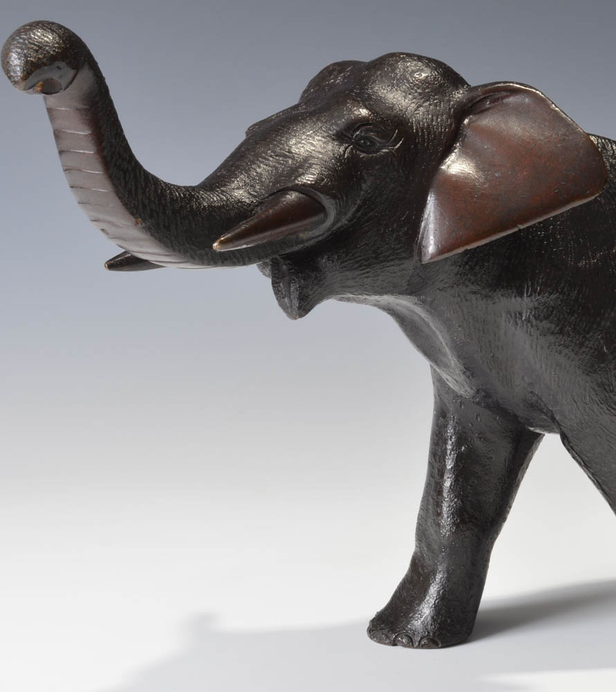 Antique Meiji period Japanese bronze elephant,
