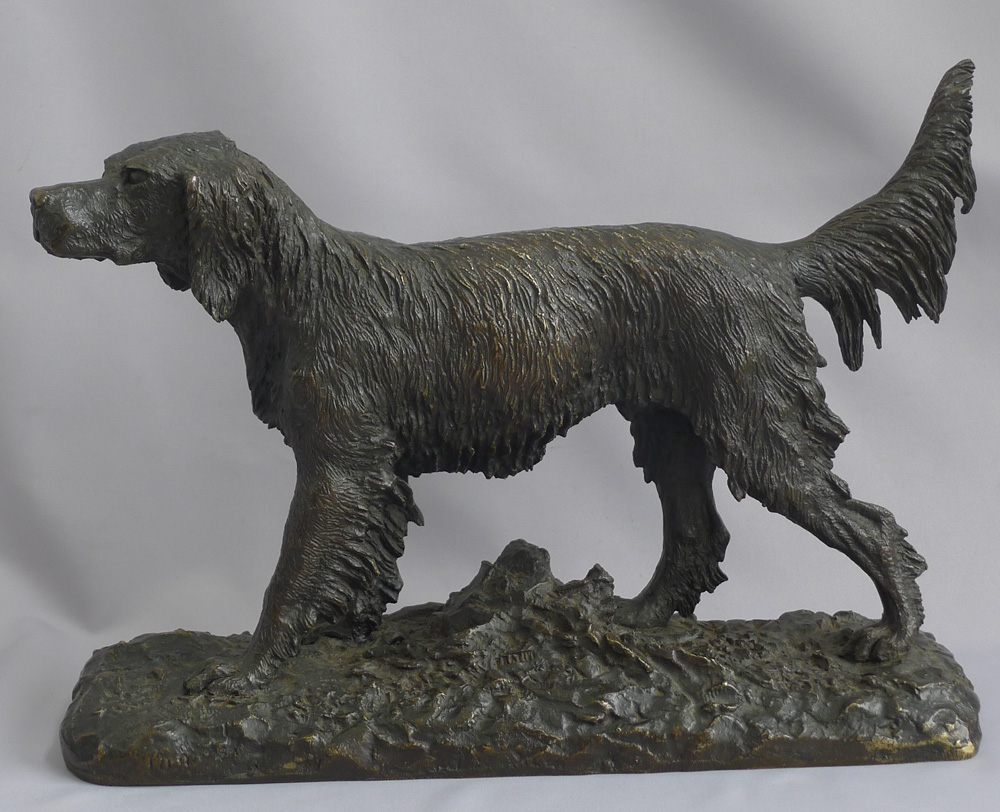 Rare early First cast Antique animalier bronze of an irish setter by Fratin