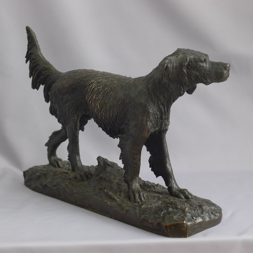Rare early First cast Antique animalier bronze of an irish setter by Fratin