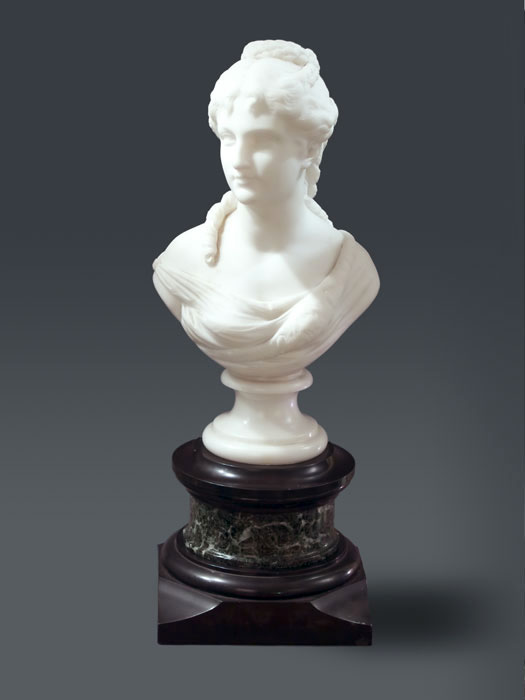 Antique marble bust of young girl signed Hagen.