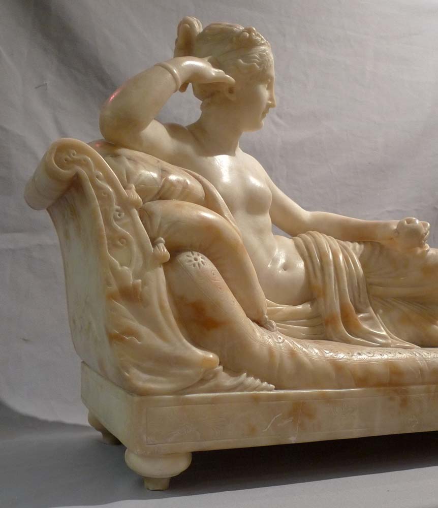 Antique sculpture of Pauline de Borghese, Napoleon Bonaparte's sister after Canova's original.