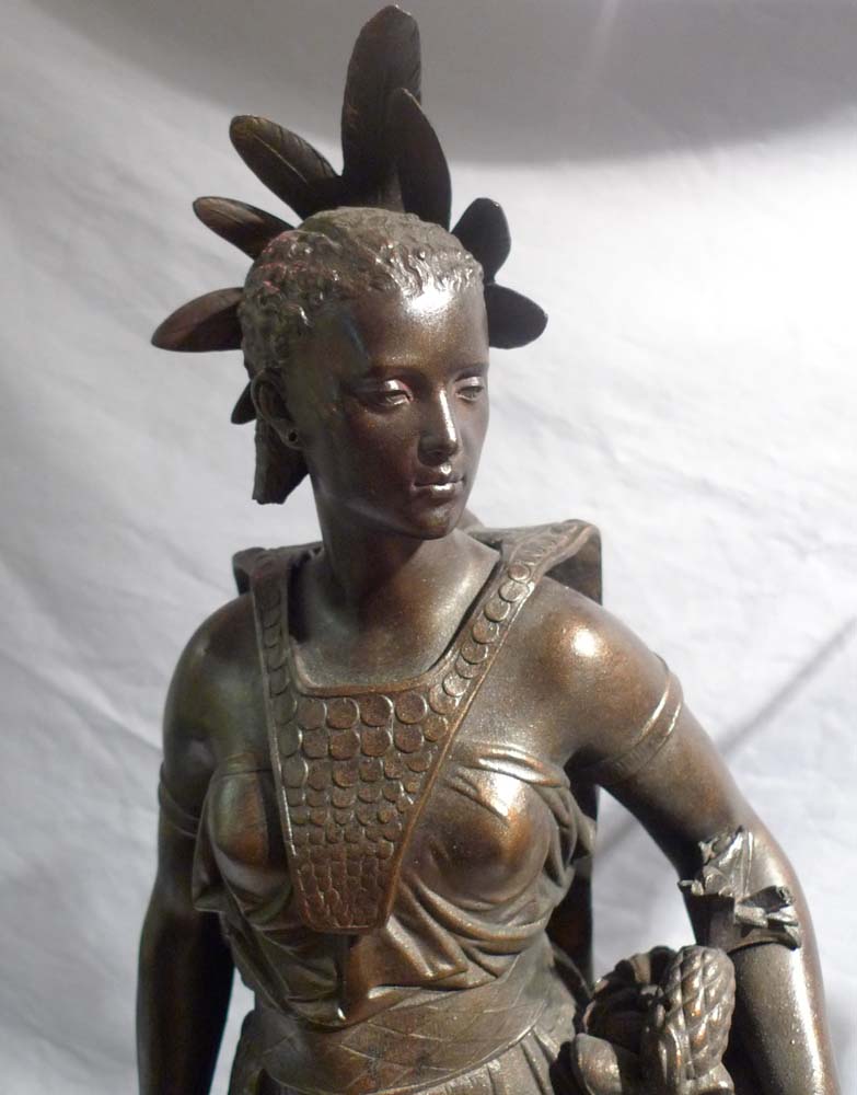 Antique Pair of Native American figures in bronzed spelter of fine quality
