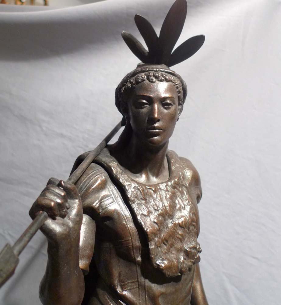 Antique Pair of Native American figures in bronzed spelter of fine quality