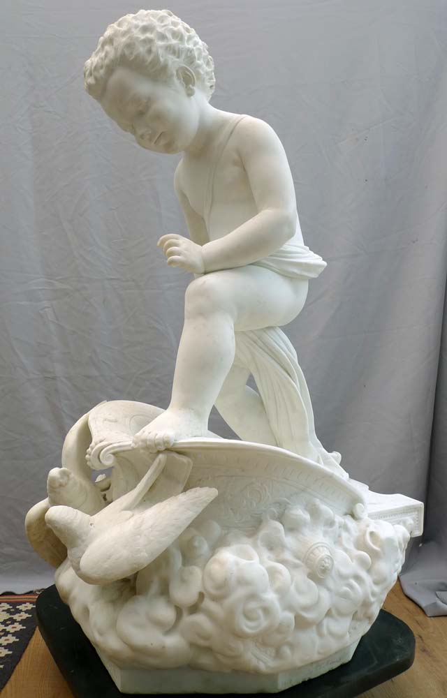 Antique Italian marble sculpture signed Francesco Garjavini sculpt 1877.