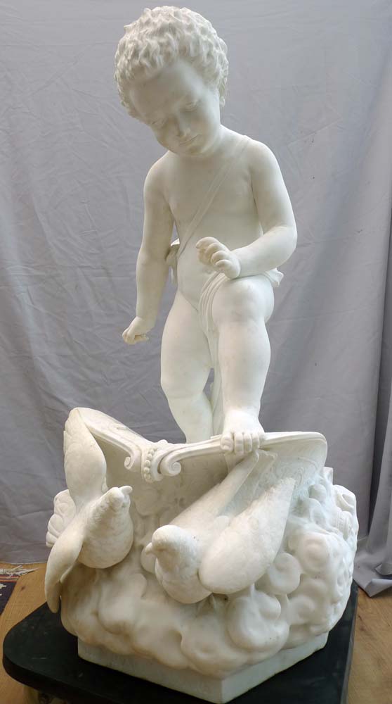 Antique Italian marble sculpture signed Francesco Garjavini sculpt 1877.