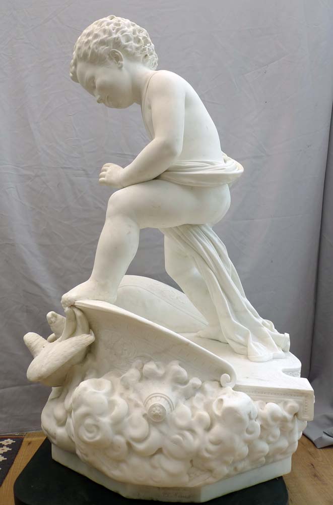 Antique Italian marble sculpture signed Francesco Garjavini sculpt 1877.