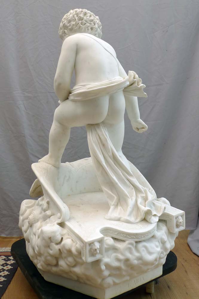 Antique Italian marble sculpture signed Francesco Garjavini sculpt 1877.