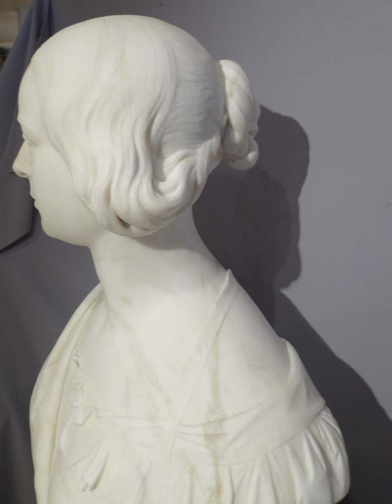 Marble bust of Queen Victoria signed E.H.Baily RA London 1847