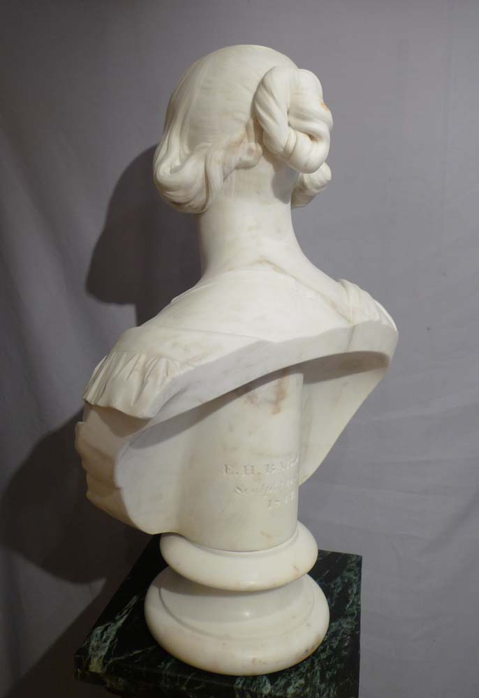 Marble bust of Queen Victoria signed E.H.Baily RA London 1847