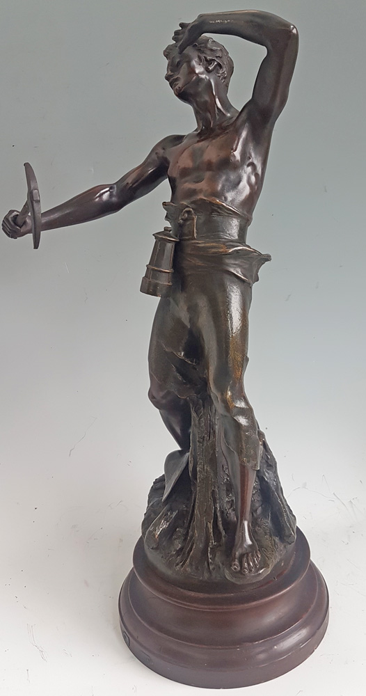 Antique Bronze Sculpture depicting a  miner signed by Jean-Baptiste Germain
