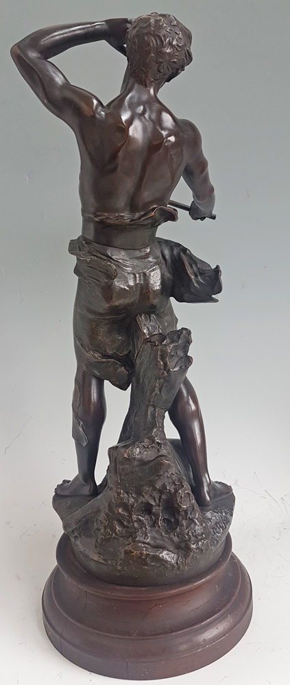 Antique Bronze Sculpture depicting a  miner signed by Jean-Baptiste Germain