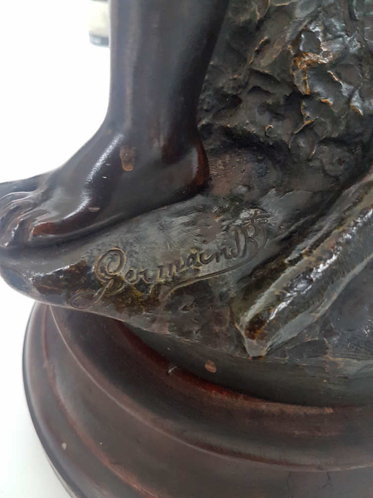Antique Bronze Sculpture depicting a  miner signed by Jean-Baptiste Germain