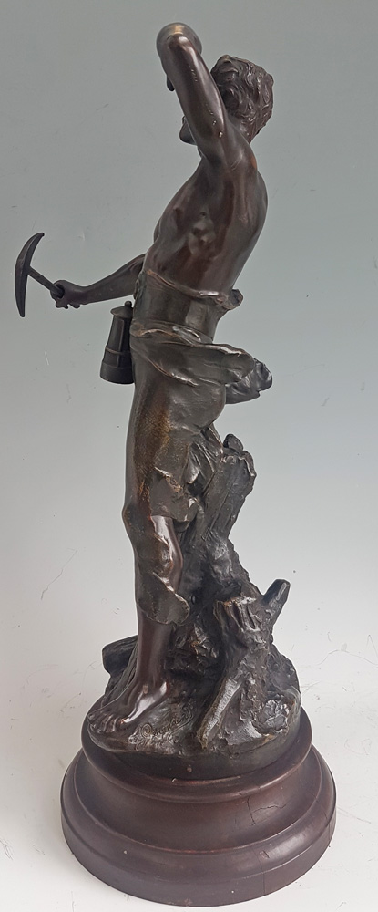 Antique Bronze Sculpture depicting a  miner signed by Jean-Baptiste Germain