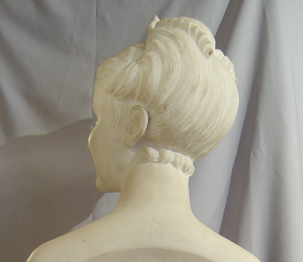 Art Nouveau antique marble bust of a young beauty.