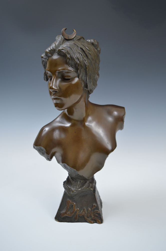 A fine bronze by Emmanuel  Villanis of Diane.