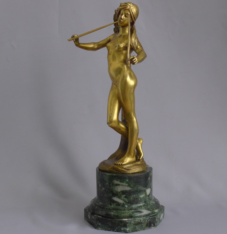Antique French  Ormolu Sculpture of La muse des bois signed Albert Lefeuvre