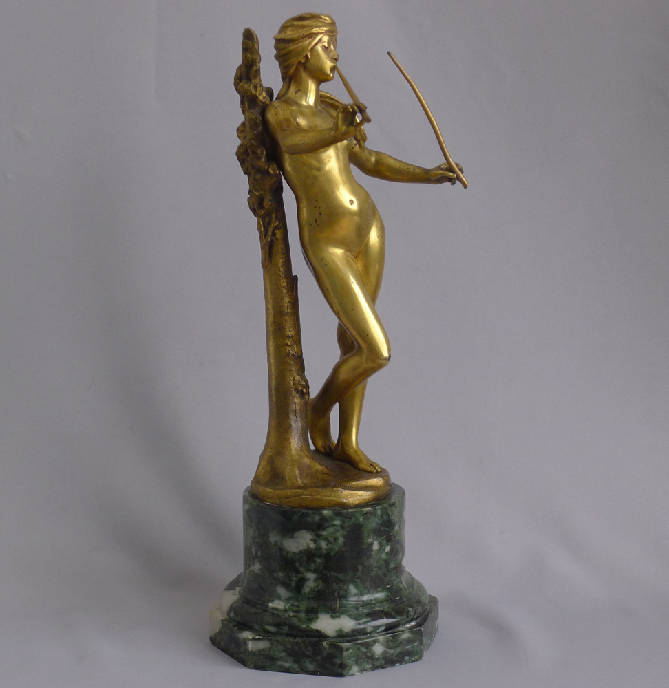 Antique French  Ormolu Sculpture of La muse des bois signed Albert Lefeuvre