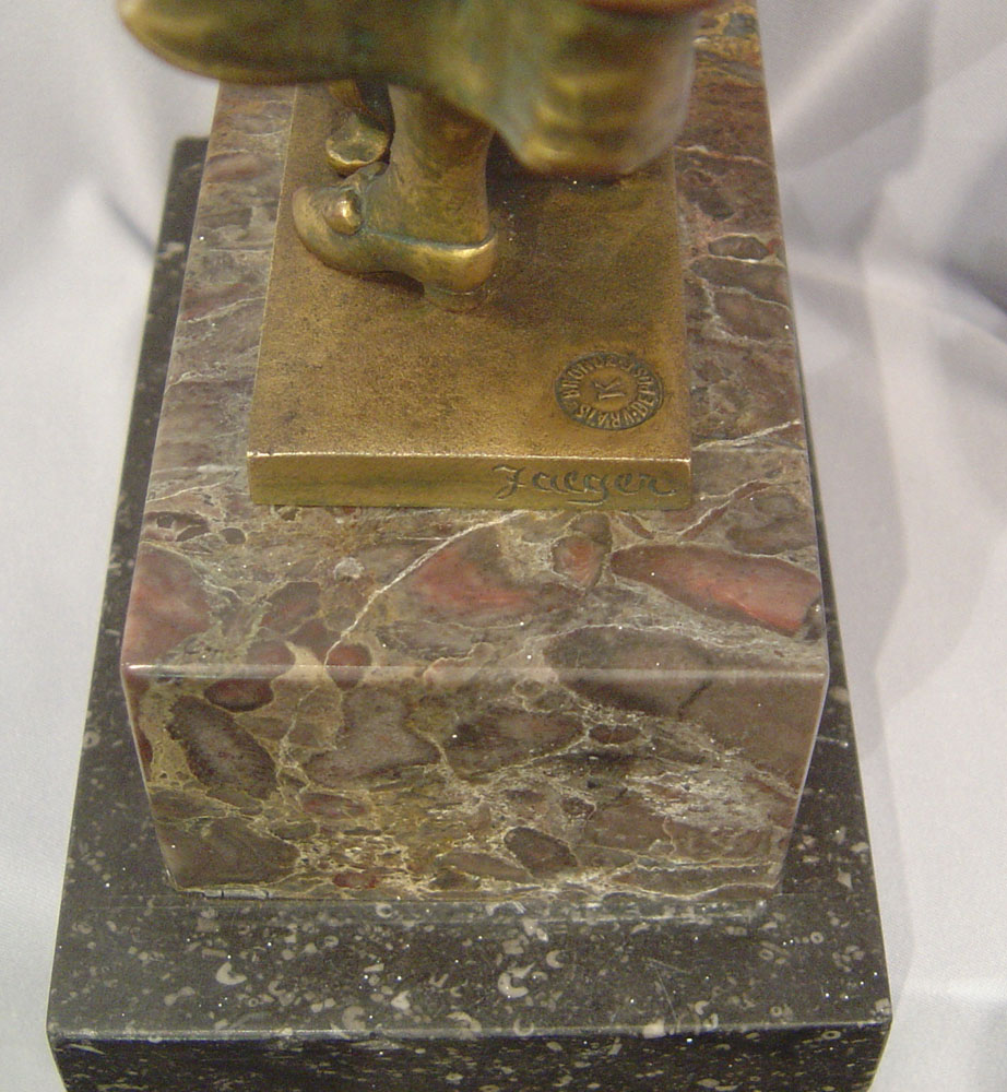 Bronze and ivory by Jaeger with foundry mark.