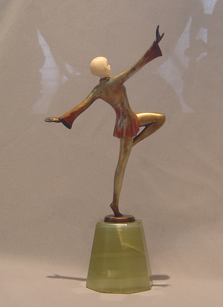 Lorenzl Art Deco ivory and cold painted bronze dancer.