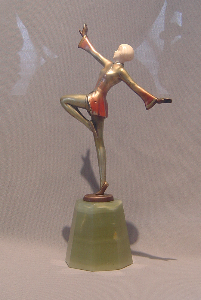 Lorenzl Art Deco ivory and cold painted bronze dancer.