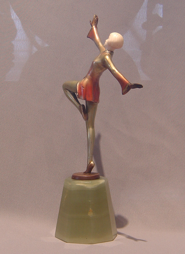 Lorenzl Art Deco ivory and cold painted bronze dancer.