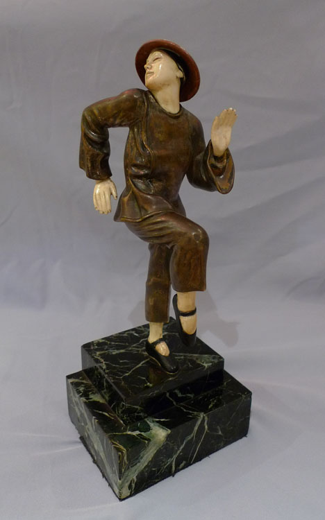 Art Deco bronze and ivory of Chinese woman by Schneider.