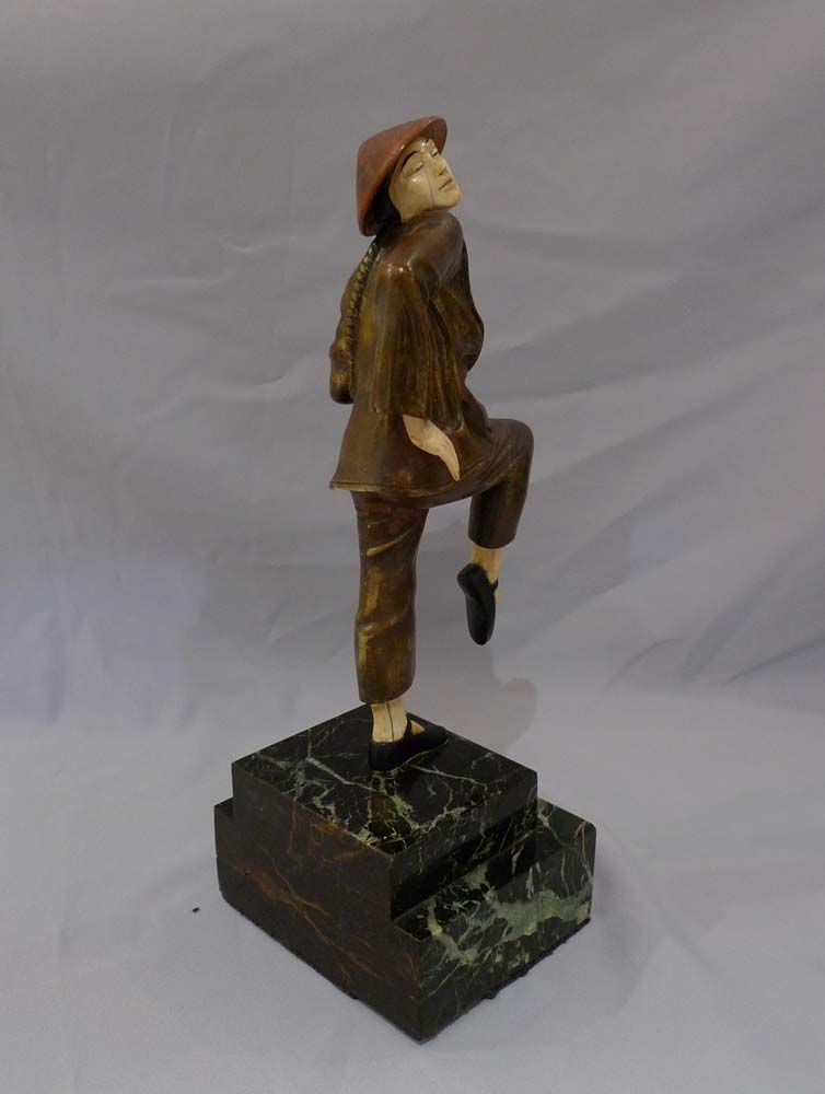 Art Deco bronze and ivory of Chinese woman by Schneider.