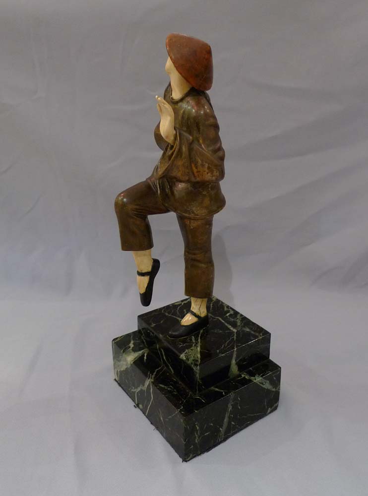 Art Deco bronze and ivory of Chinese woman by Schneider.
