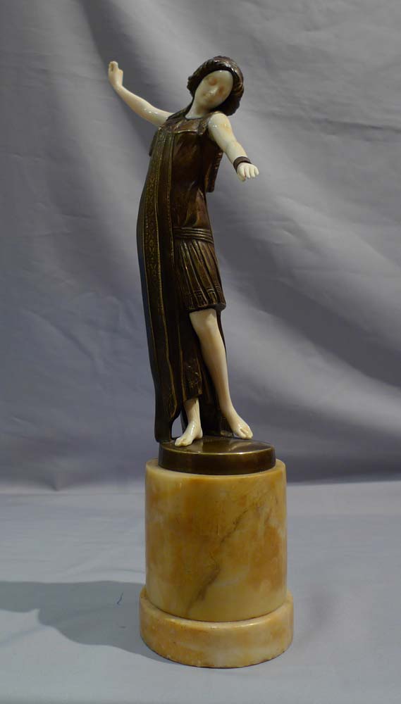 Art Deco bronze and ivory statuette of a dancer by Tereszczuk.