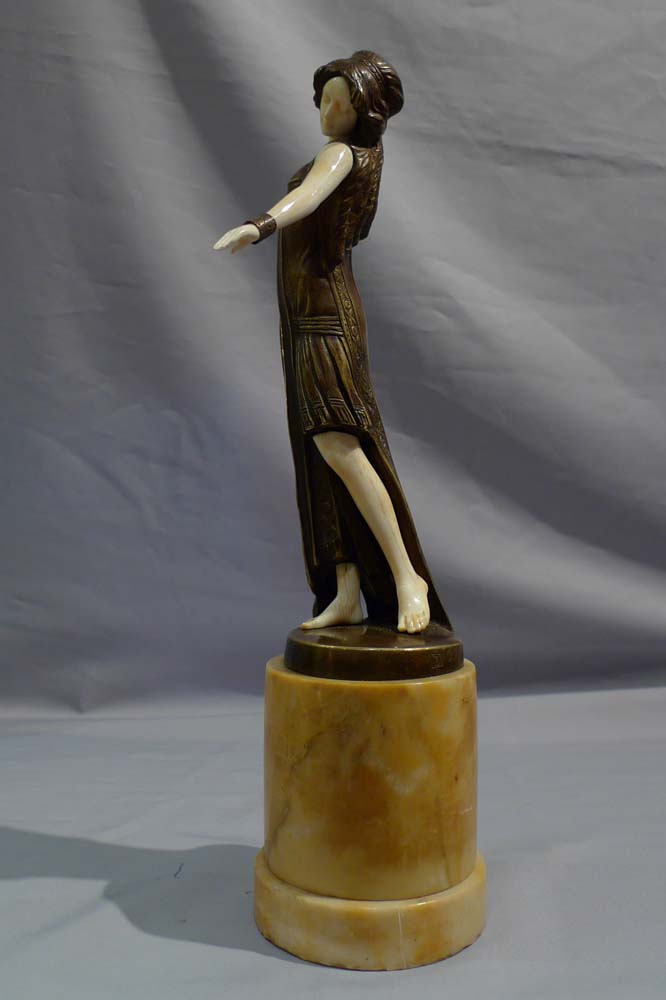Art Deco bronze and ivory statuette of a dancer by Tereszczuk.