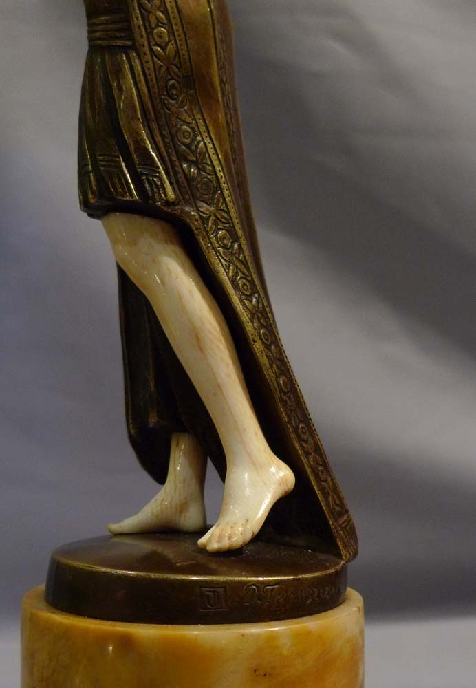Art Deco bronze and ivory statuette of a dancer by Tereszczuk.