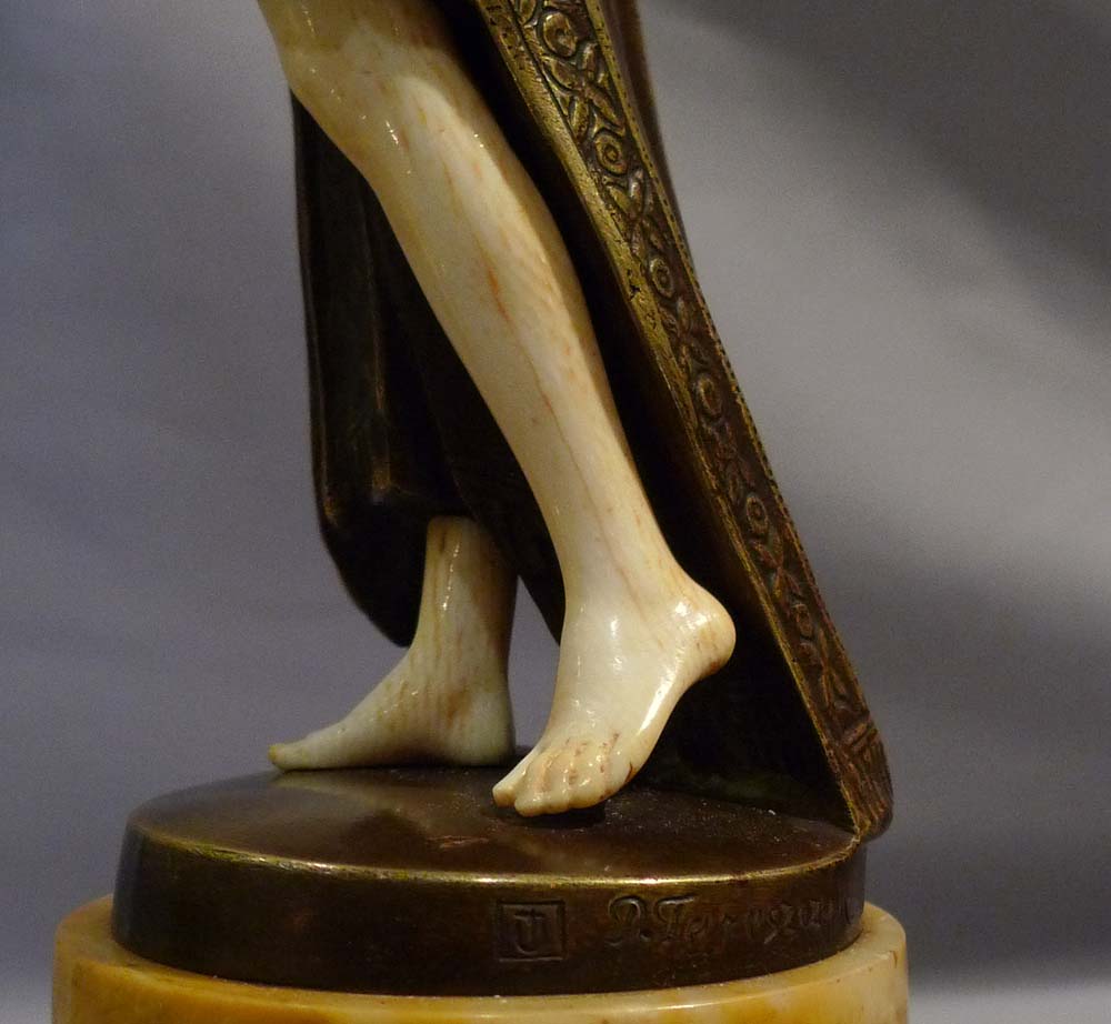 Art Deco bronze and ivory statuette of a dancer by Tereszczuk.