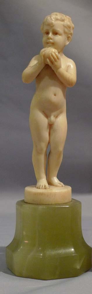 Preiss, Fritz Ferdinand a pair of Art Deco ivory statuettes of young boy and girl.