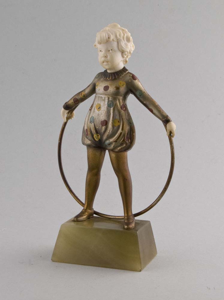 Art Deco bronze and ivory Hoop Girl.