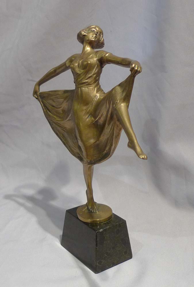 Bruno Zack gilded bronze of Isadora Duncan on a marble base
