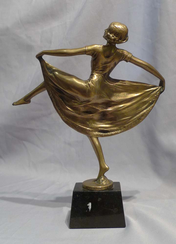 Bruno Zack gilded bronze of Isadora Duncan on a marble base