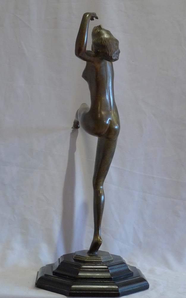 Art Deco bronze of a dancer signed in the bronze Felix Weiss and dated 1930.