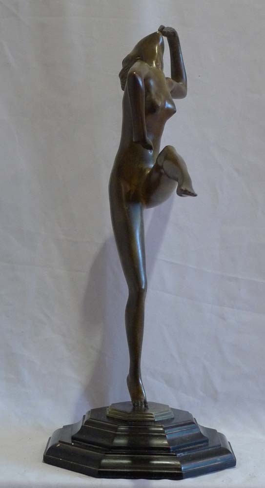 Art Deco bronze of a dancer signed in the bronze Felix Weiss and dated 1930.