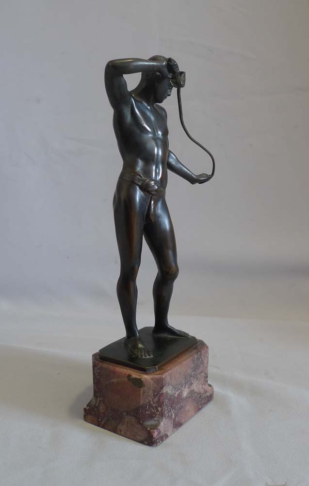 Art Deco bronze by Ludwif Eisenberger of man in a loin cloth with a rapier.