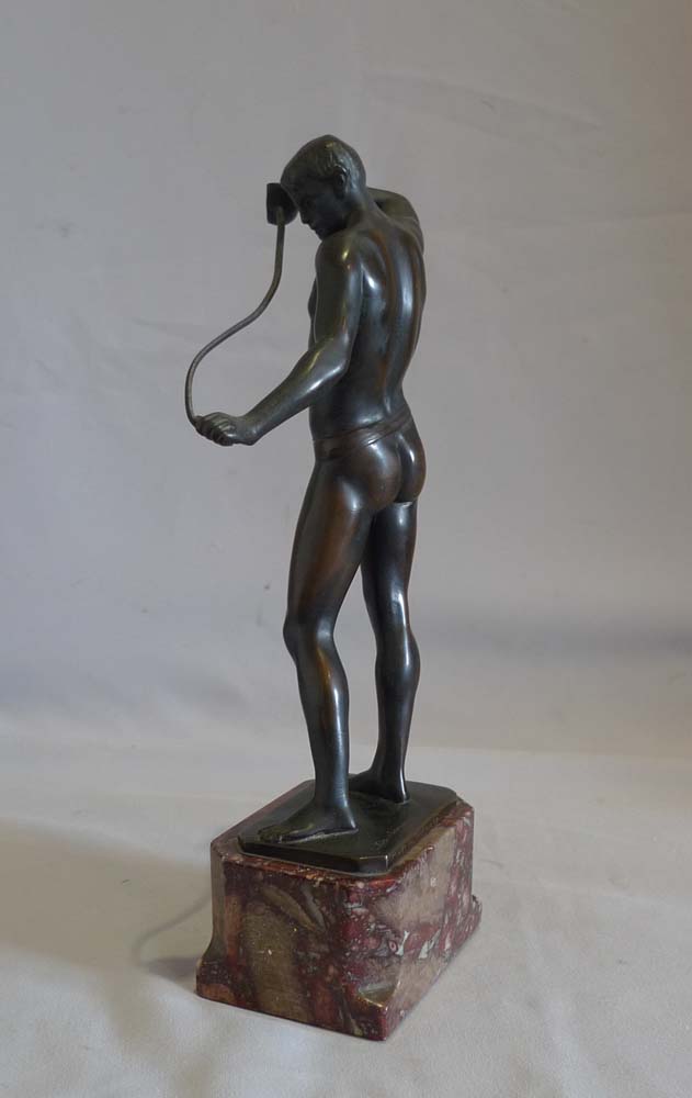 Art Deco bronze by Ludwif Eisenberger of man in a loin cloth with a rapier.
