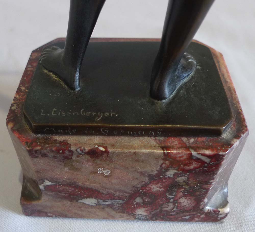 Art Deco bronze by Ludwif Eisenberger of man in a loin cloth with a rapier.
