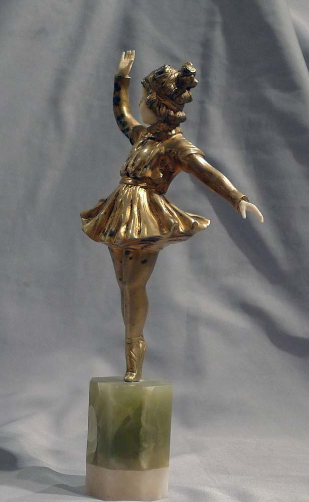 Art Deco bronze and ivory ballerina signed in the bronze Omerth.